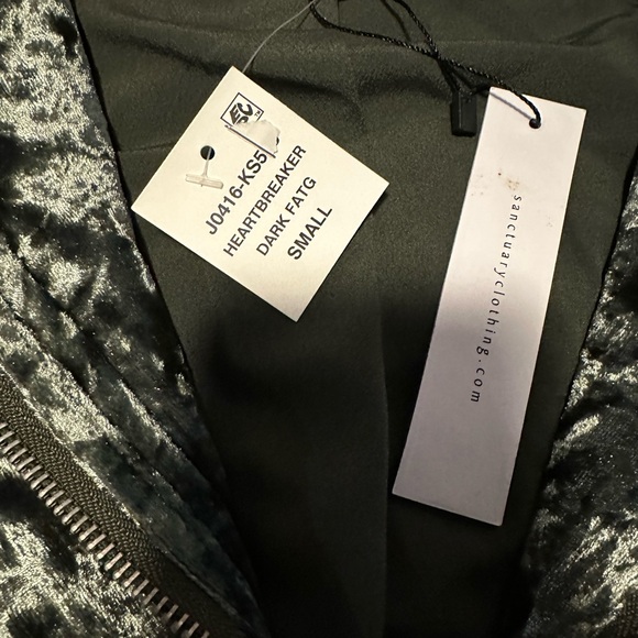 Sanctuary Velvet Feel Olive Green Women's Jacket. Heartbreaker. Small NWT - Picture 5 of 12